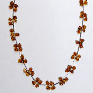 Collier Grappe Cognac - bijou ambre et argent