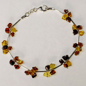 Bracelet grappe - bijou ambre et argent