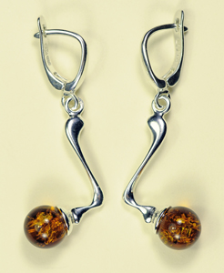 Boucles d'oreilles mini zig zag - bijou ambre et argent