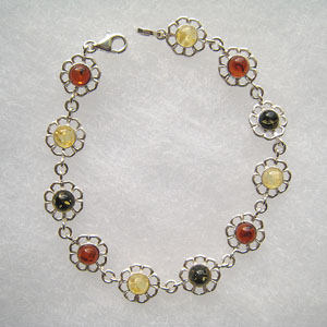 Bracelet margueritte - bijou ambre et argent