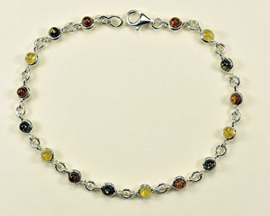 Bracelet  rond multicolore - bijou ambre et argent