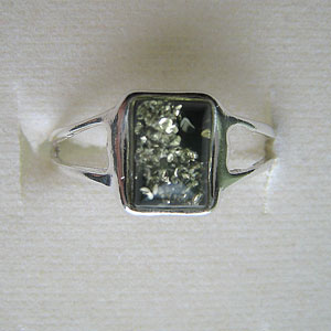 B29   Bague mini rectangle - bijou ambre et argent