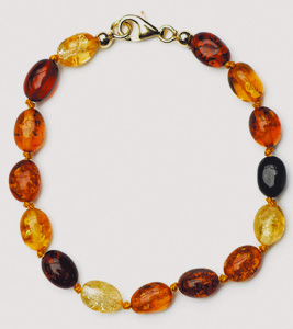 Bracelet  ambre olive fermoir - bijou ambre et argent