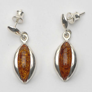 Boucles d'oreilles - bijou ambre et argent