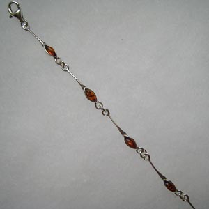 Bracelet navette baton - bijou ambre et argent