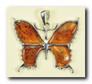 Pendentif papillon MM - bijou ambre et argent