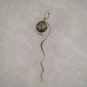 Pendentif point d'interrogation - bijou ambre et argent