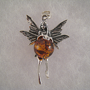 Pendentif fe maxi - bijou ambre et argent