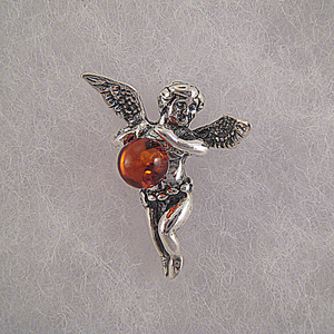 Pendentif petit ange - bijou ambre et argent