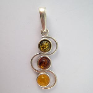 Pendentif - bijou ambre et argent