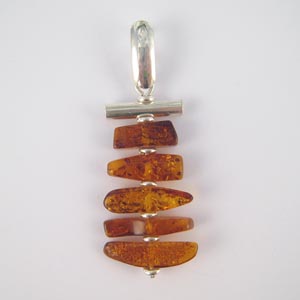 Pendentif - bijou ambre et argent