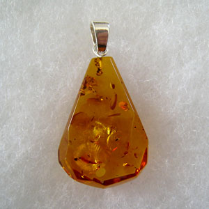 Pendentif goutte - bijou ambre et argent