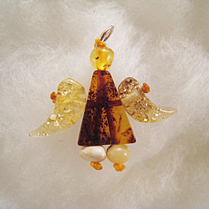 Pendentif tout ambre ange - bijou ambre et argent