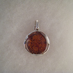 Pendentif boule cerne - bijou ambre et argent