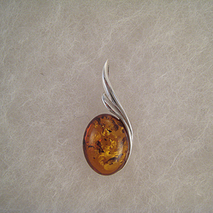 Pendentif boule d'ambre aille  - bijou ambre et argent