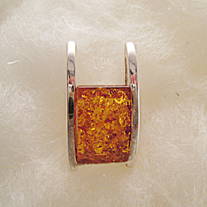 Pendentif rectangle - bijou ambre et argent