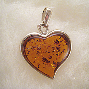 Pendentif coeur maxi - bijou ambre et argent