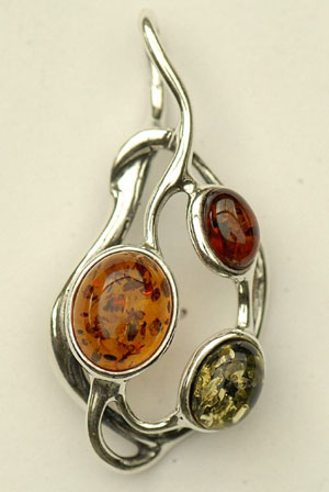 Pendentif moderne - bijou ambre et argent