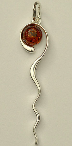 Pendentif point d'interrogation - bijou ambre et argent