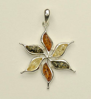 Pendentif Multicolore - bijou ambre et argent