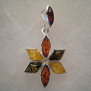 Pendentif toile - bijou ambre et argent