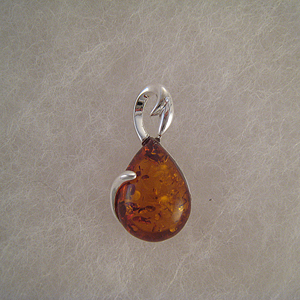 Pendentif grosse goutte  - bijou ambre et argent