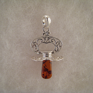 Pendentif ttine  - bijou ambre et argent