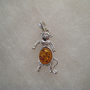 Pendentif vache - bijou ambre et argent