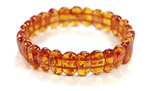 Bracelet ambre  elastique cognac - bijou ambre et argent