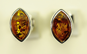 Puces losanges - bijou ambre et argent