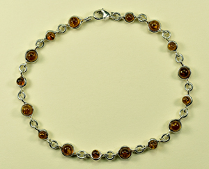 Bracelet rond cognac - bijou ambre et argent