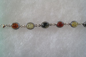 Bracelet style ancien - bijou ambre et argent