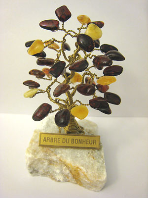 Arbre du bonheur 9 cm multicolore - bijou ambre et argent