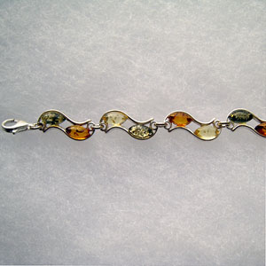 Bracelet Vagues - bijou ambre et argent